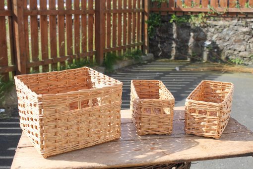 custom made baskets in stripped willow