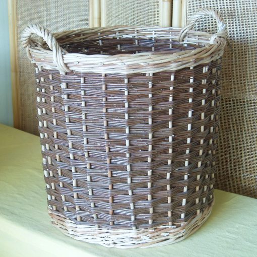 large round log basket made in uk