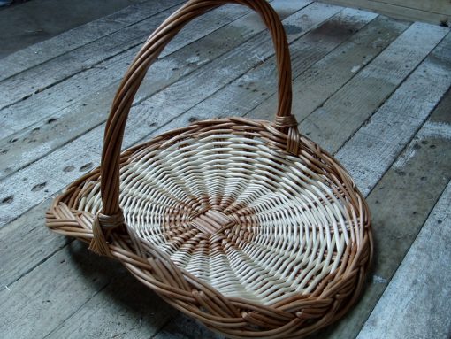 round wicker flower basket